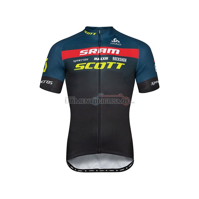 Abbigliamento Ciclismo Scott Sram Manica Corta 2022 Nero Blu